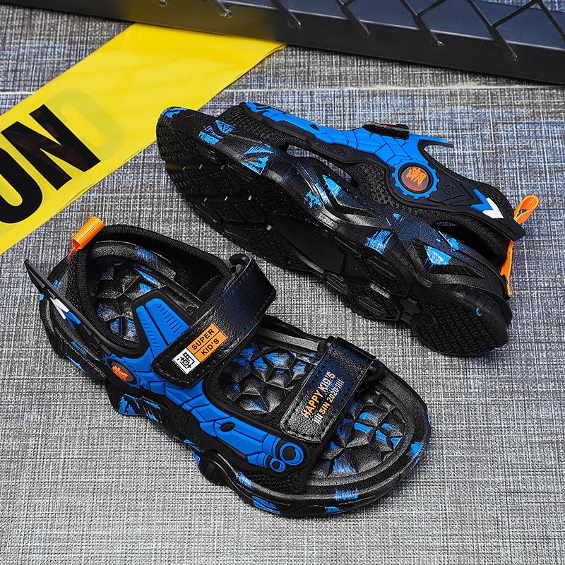 Children's sandals medium and large children's Velcro beach shoes boys' mecha sports sandals trend