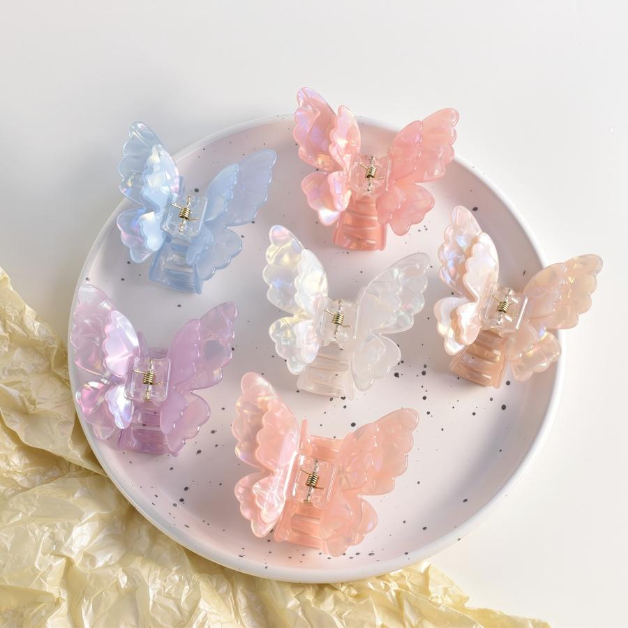 1PC Phantom Color Double-layer acetate Butterfly hair grab cute and sweet half-hair thin hair use gift Versatile hair accessory