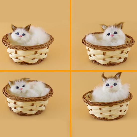 Lovely Simulation Animal Doll Plush Mini Basket Cat Rabbit Dog Kids Xmas Toy