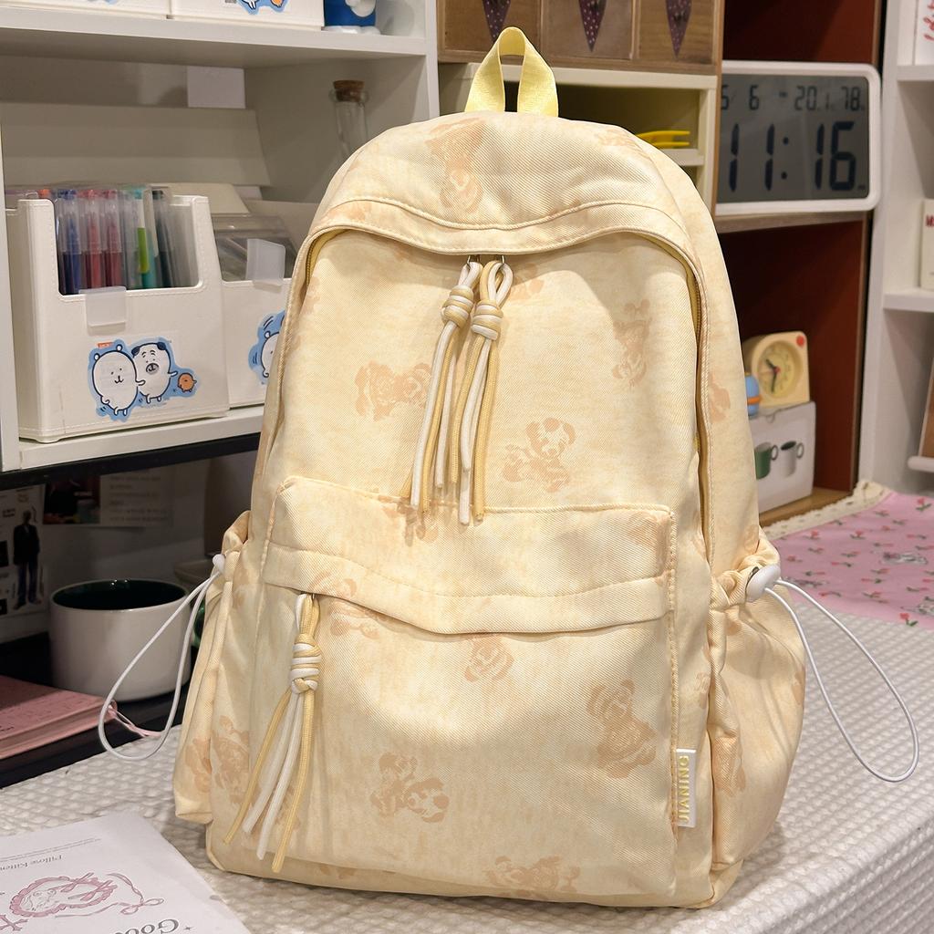 Schoolbag new Korean version ins bear printed schoolbag female high-value junior and high school students multi-compartment college style backpack