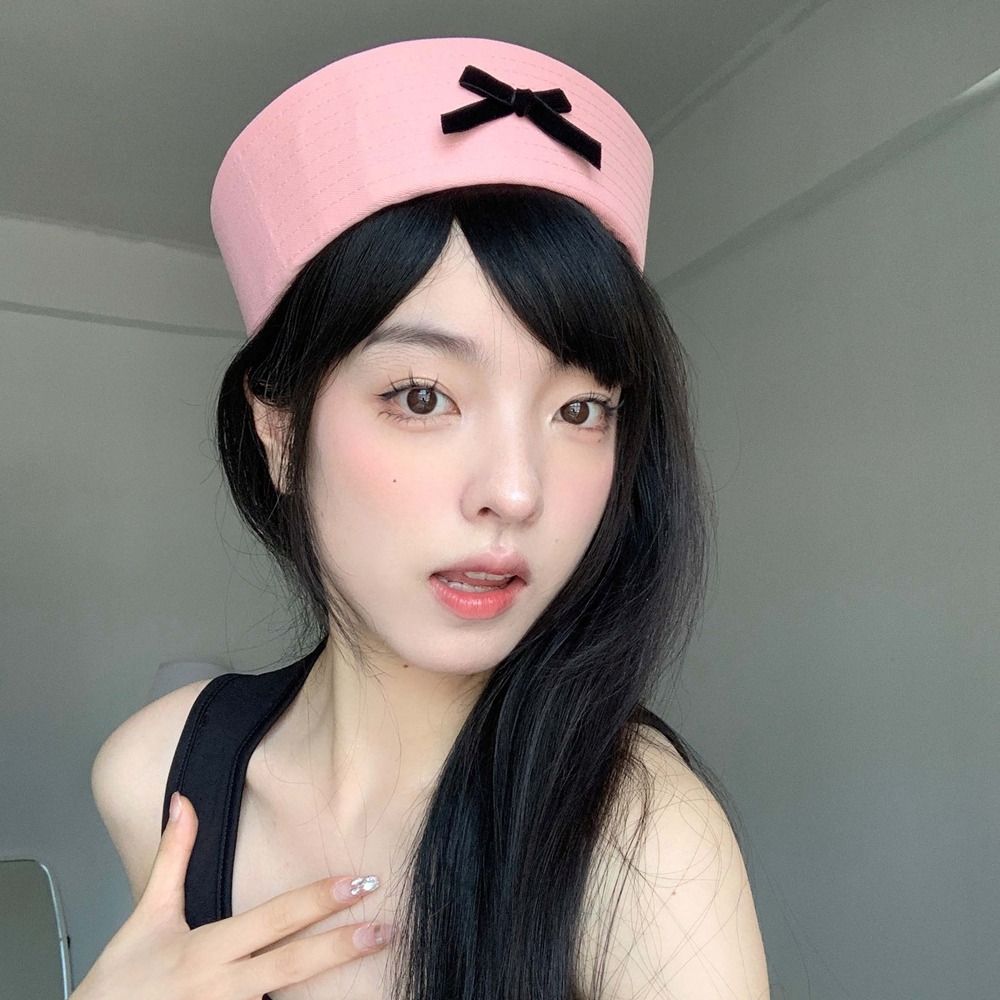 Dome Sailor Hat Flip Eaves Navy Cap Retro Bow Beret  Travel