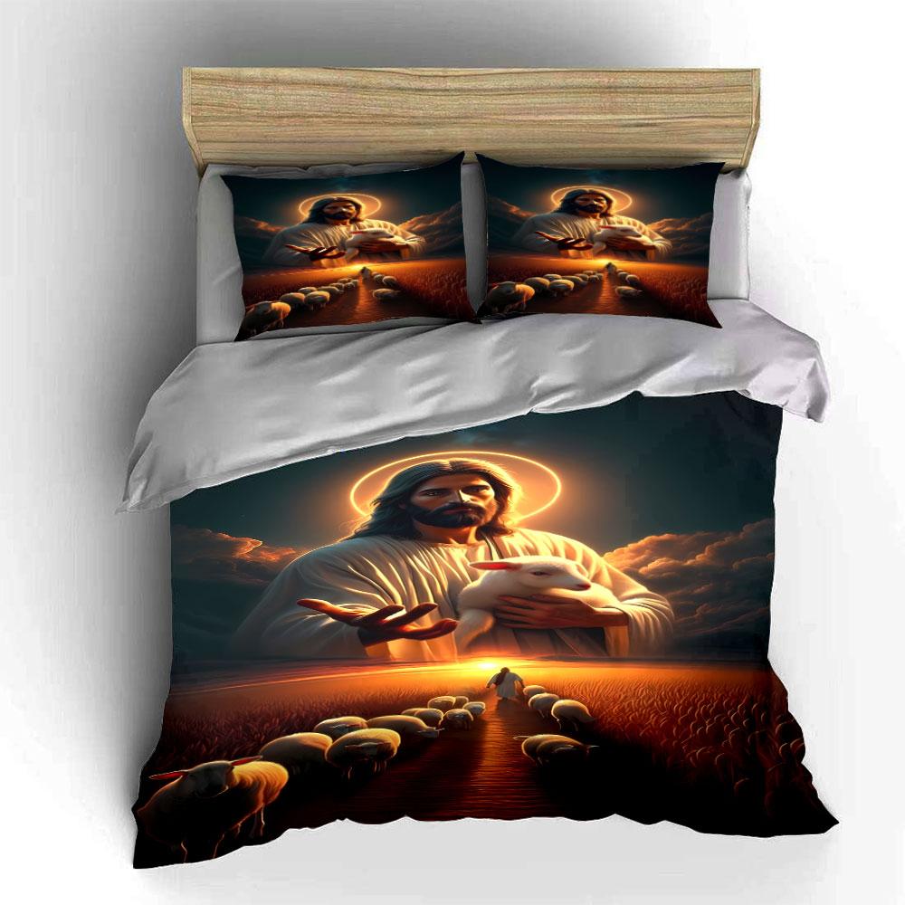 Jesus holding a lamb. Bedding sets Duvet cover sets Duvet covers Pillowcases(1*Duvet Cover 2*Pillowcases without duvet insert)