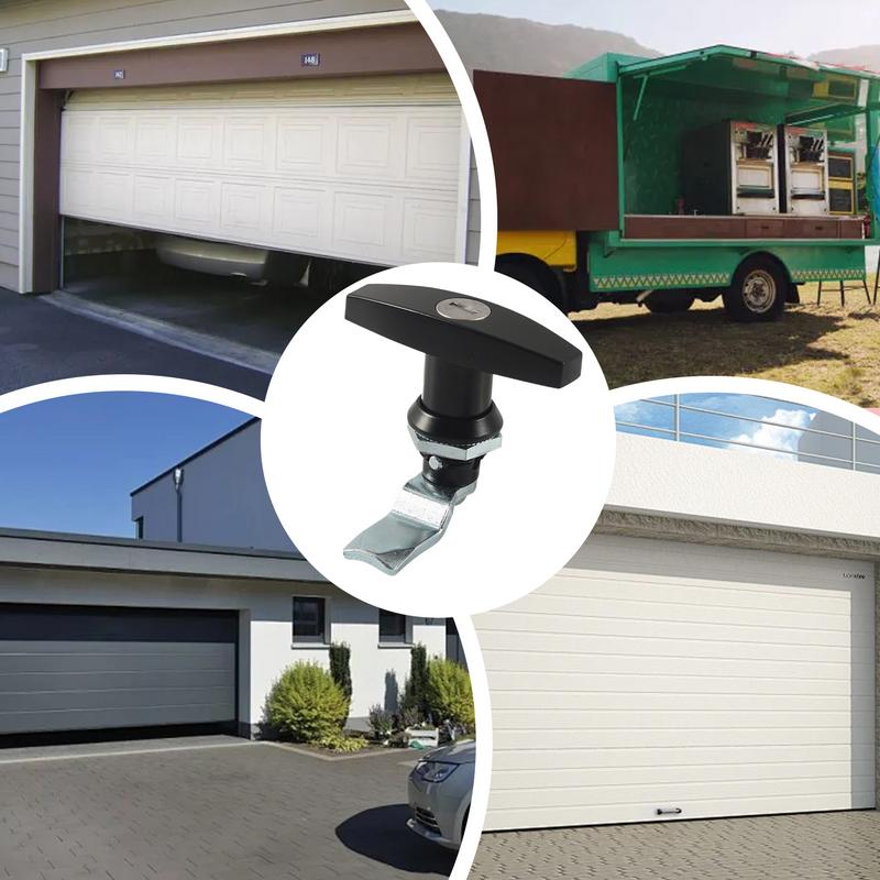 Loquet de verrouillage à poignée en T pour porte de garage, kit de remplacement avec 2 clés, pour portes de hangar et boîtes à outils