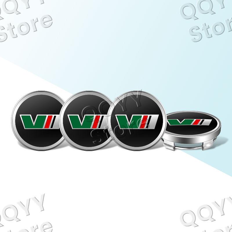 HSW2 4Pcs V VRS Logo Car Tire Wheel Center Hub Caps Decor Stickers For Skoda Octavia 1 2 3 Kamiq Superb Rapid Kodiaq Karoq Fabia