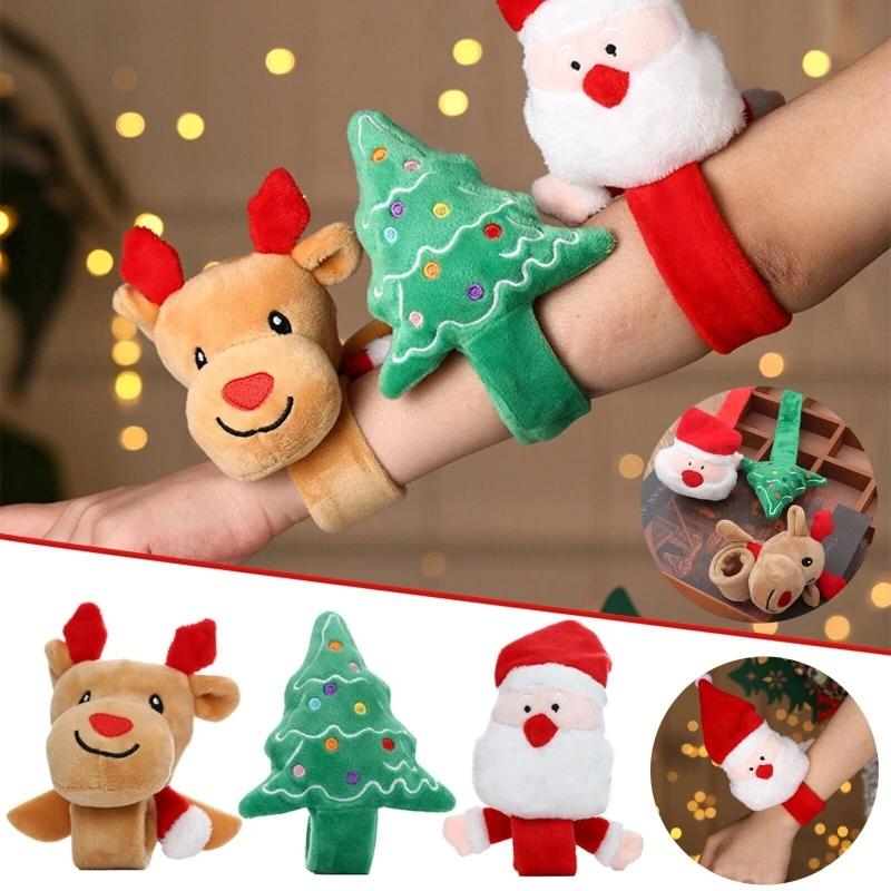 1Pcs Christmas Decoration Santa Claus Deer Christmas Tree Cute Bracelet Plush Toys Xmas New Year Ornaments Children‘s Gifts