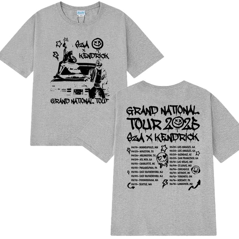 Nové Kendrick Lamar SZA Grand National Tour 2025 Tričko Pánské Dámské vintage Hip Hop streetwear Unisex Bavlna krátký rukáv trička