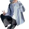 Spring And Autumn Long Sleeved Vertical Stripe Shirt For Men, Fat And Large Casual High Street Youth Shirt