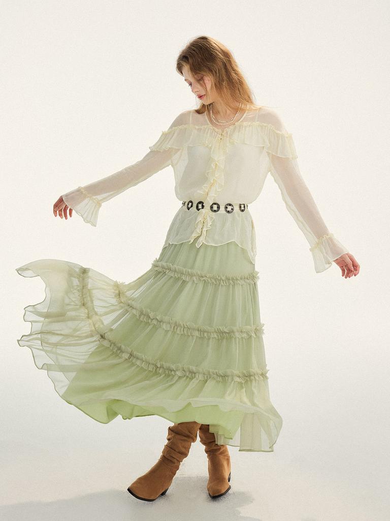 Sinseuden Porcelain Sheer Blouse Set
