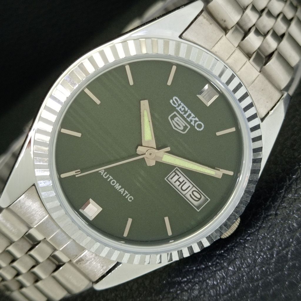 VINTAGE REFURBISHED SEIKO 5 AUTOMATIC 6309A JAPAN MENS GREEN WATCH a701713-5 R206c-a701713