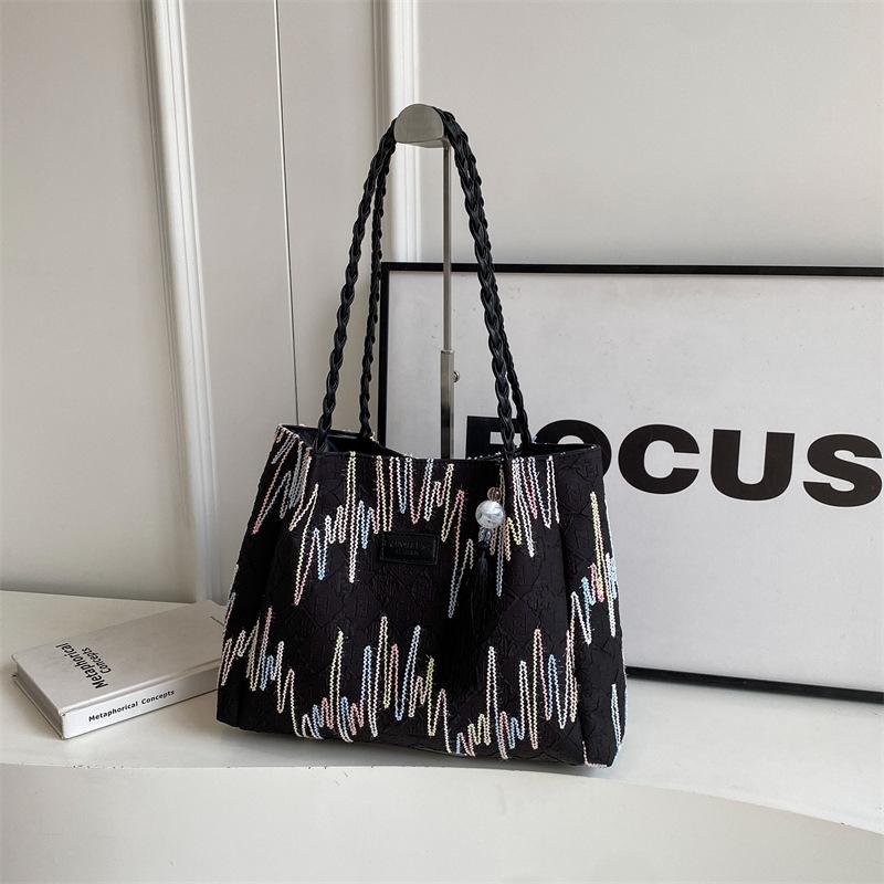 

Нишевая простая сумка через плечо женская новая повседневная сумка-тоут большой вместимости сумка для учебы сумка под мышкой чёрный