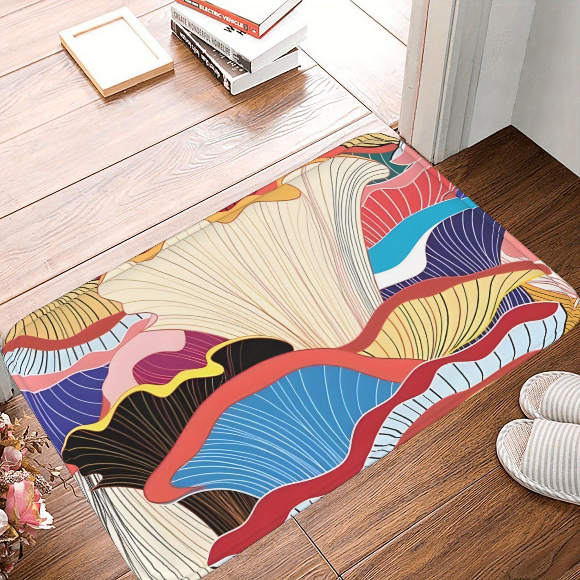 

1PC Wave and Fan Pattern Kitchen Rug Non-Slip Door Mats Pop design Bathroom Rug Bath Mat Carpet for Home Sink Laundry Decor 40cm x 60cm
