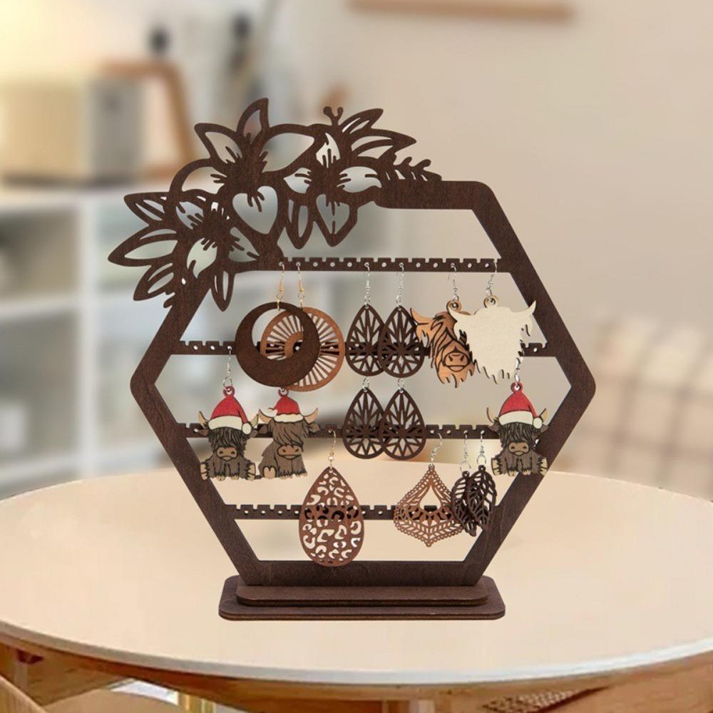 Hollowed Out Flower Earring Clip Display Rack Vintage Tabletop Organizer Rack Women