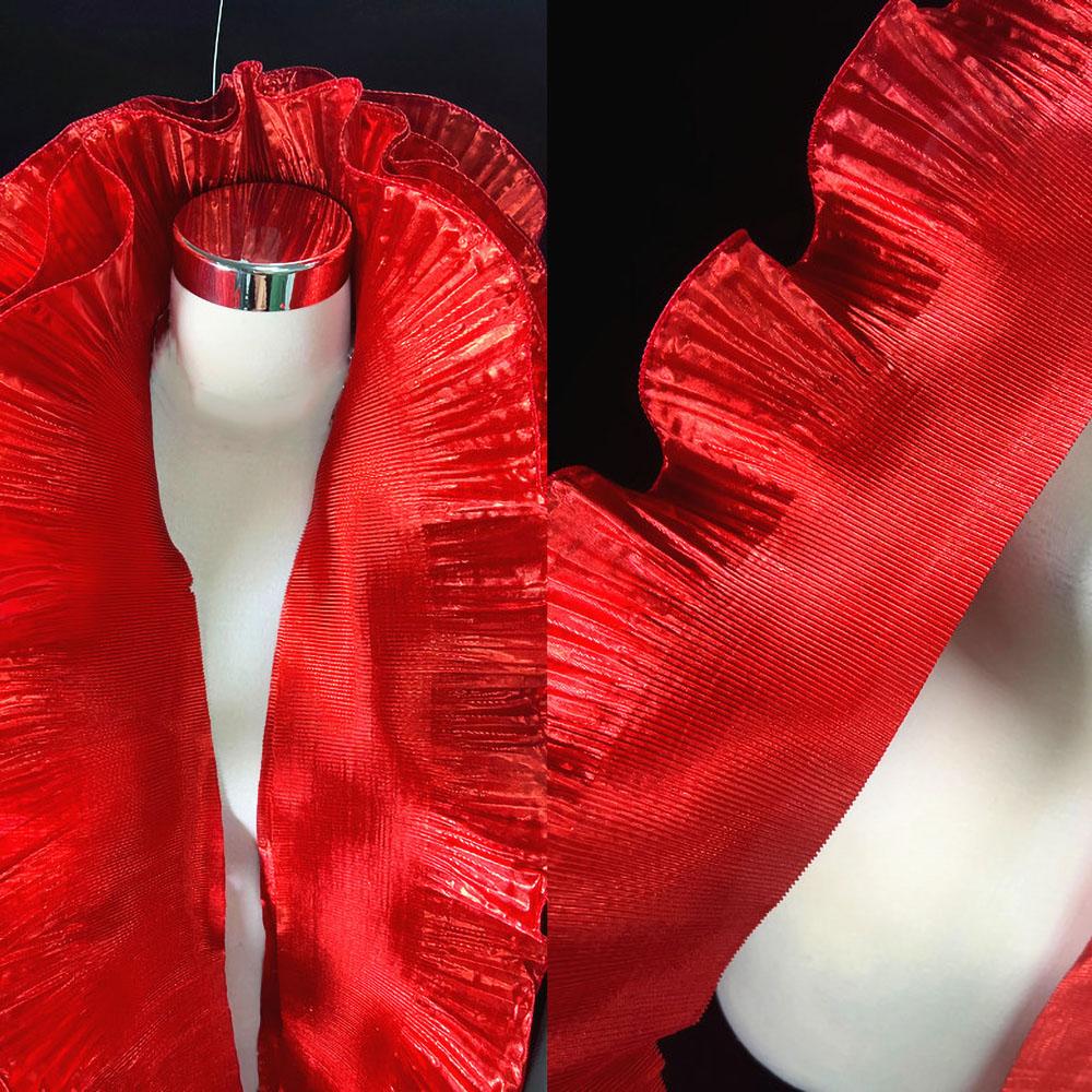 Metallic Lustrous Big Wave Lace Fabric Sewing for Bridal Ruffle Dress DIY Couture Wedding Clothes Decor Home Textile Accessories