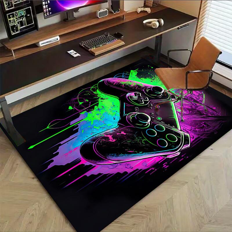 1PC Gamepad Neon Extra Large Non-Slip Floor Carpet, Office, Family, Bedroom, Studio - Large Area Rug,Longlasting Material-K0338