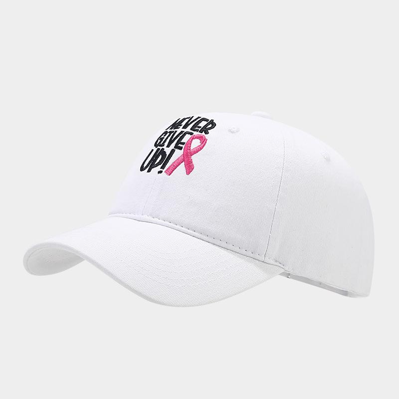Breast ribbon embroidery soft top cap women's outdoor sports small label letter baseball cap casual hat
