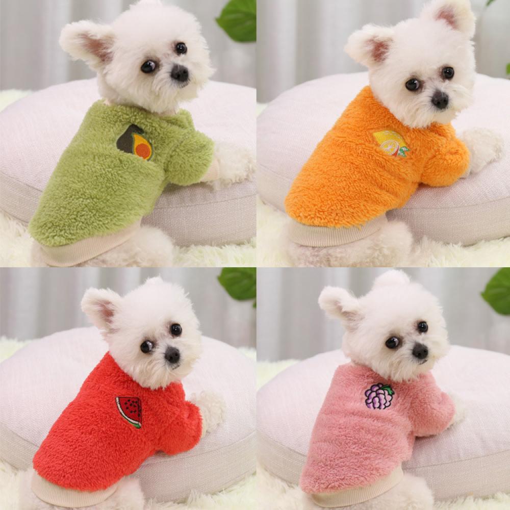 Warm Dog Clothes Two Legs Design Soft Fabric Pet Apparel Fruit Pattern Winter Wear Universal Sizing Cat Dog Autumn Clothes