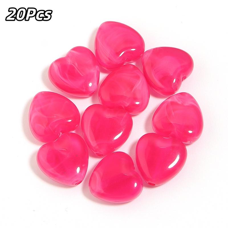 20Pcs Imitation Stone Heart Shape Acrylic Beads Dual Color Loose Bead For Jewelry Making Diy Charms Bracelet Necklace Accessorie