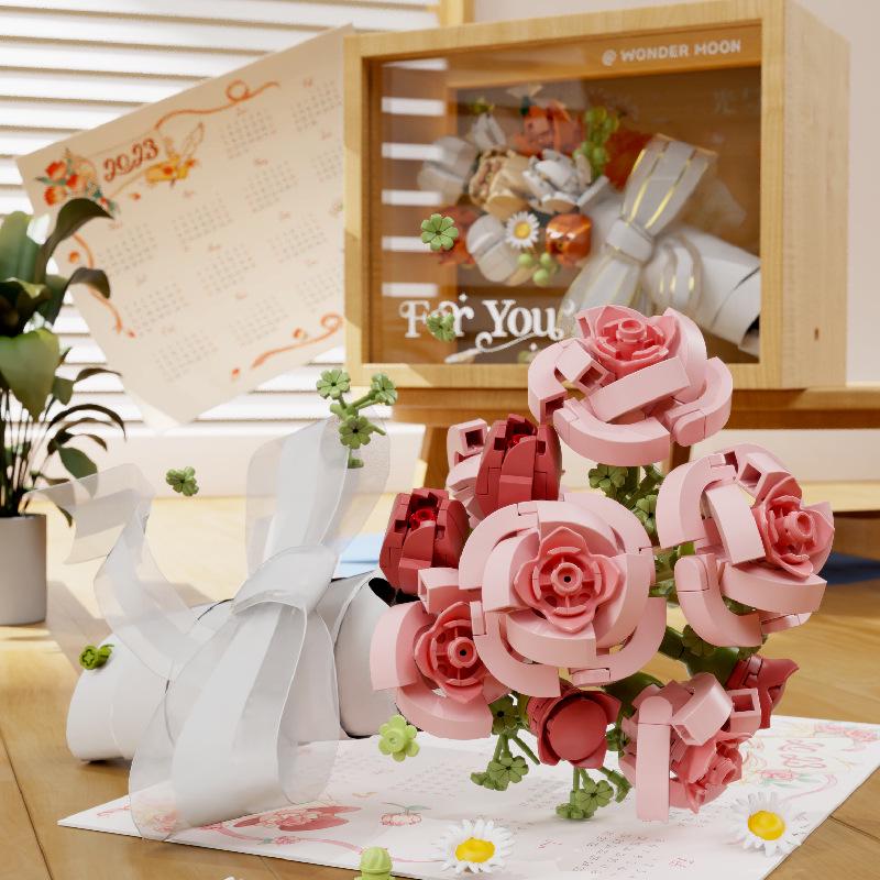 

Moonlight Society Floral Photo Frame Micro-Block Toy - Holiday Gift for Girls
