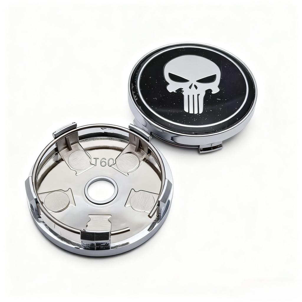 4pcs/set Skull Logo Emblem Car Wheel Center Caps 60MM 56MM Wheels Hub Cap Skulls Badge Rim Hubcaps Cover Replace Car Accessories