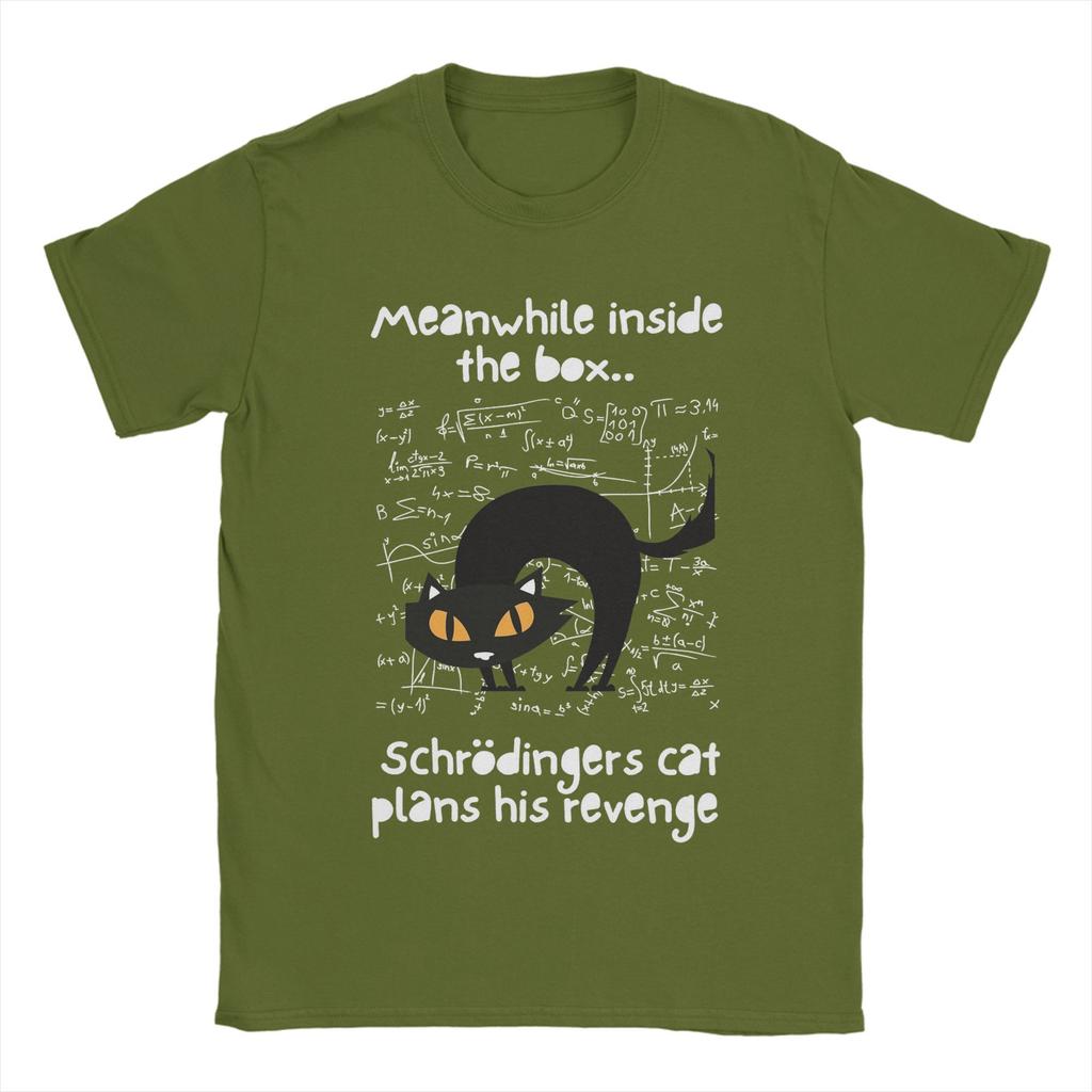 Schrödingers Katze Physik T-Shirts für Herren 100% Baumwolle Lustiges T-Shirt Rundhals Wissenschafts-Tees Kurzarm-Tops Übergröße