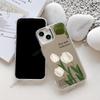 Foreign Trade Hot-selling Tulip Flower Apple 17 with Mirror Mobile Phone Case Iphone16 Mirror Mobile Phone Case 15 Girls