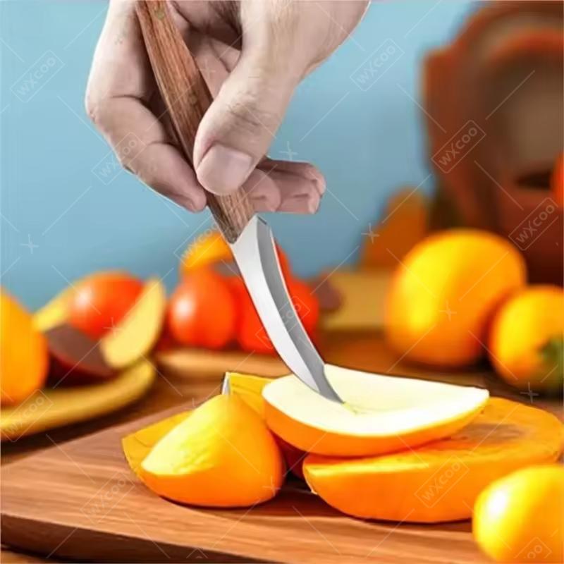 WXCOO 3pcs Stainless Steel Food Carving Knife Kitchen Fruit Peeling Utility Knife Professional Chefs Carving Knife Wood Handle