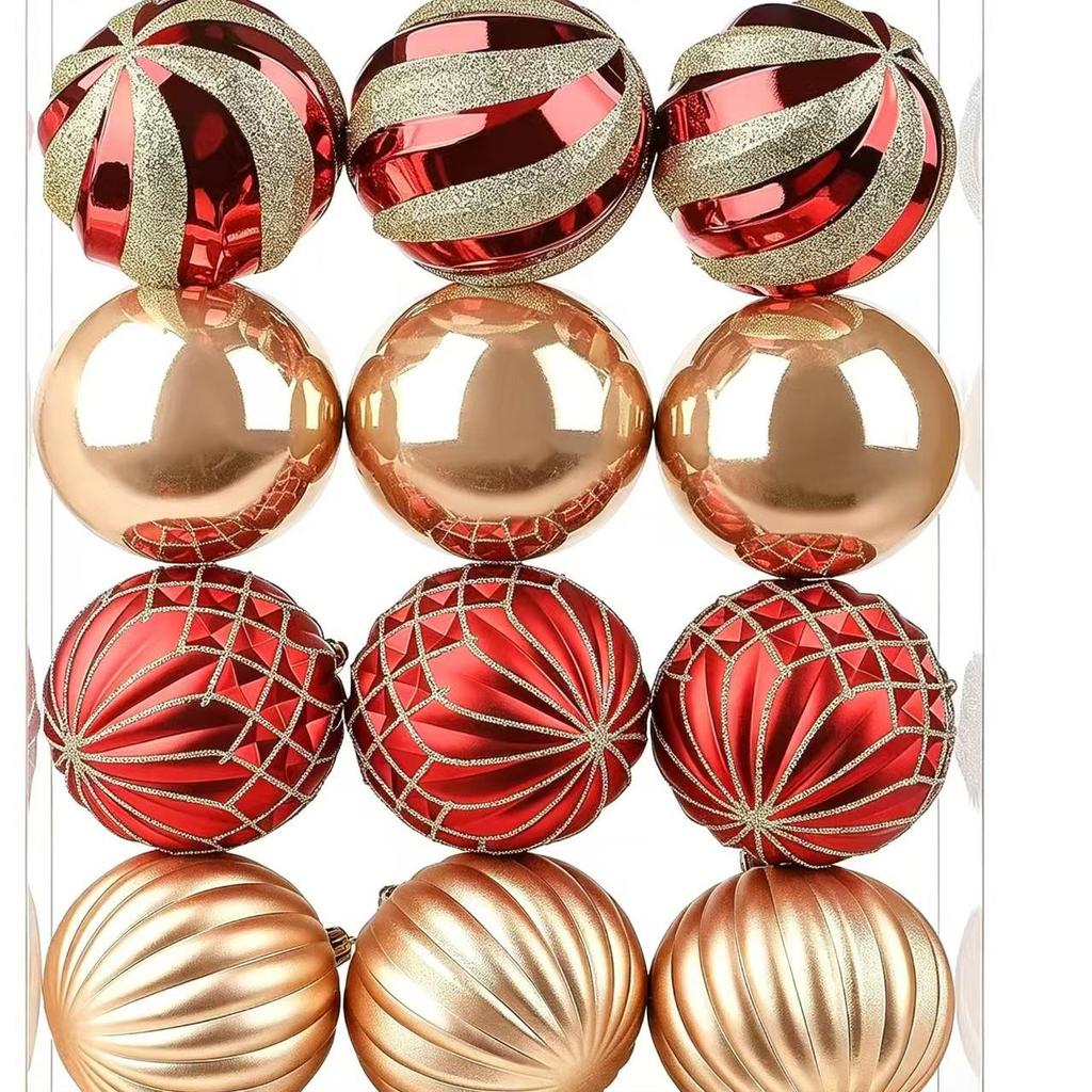 Electroplated Christmas Ornament Set: 6cm Painted Flower Balls, Decorative Wedding Baubles, Pack of 12.