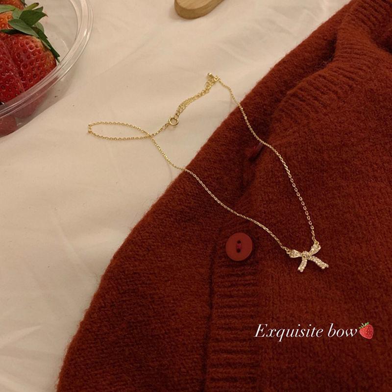 2025 New Bow Necklace Women's Niche Design Neck Chain Wind Temperament Advanced Clavicle Chain
