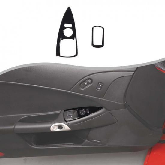 Glossy Piano Black Door Tailgate Switch Button Trim Sticker For Corvette C6