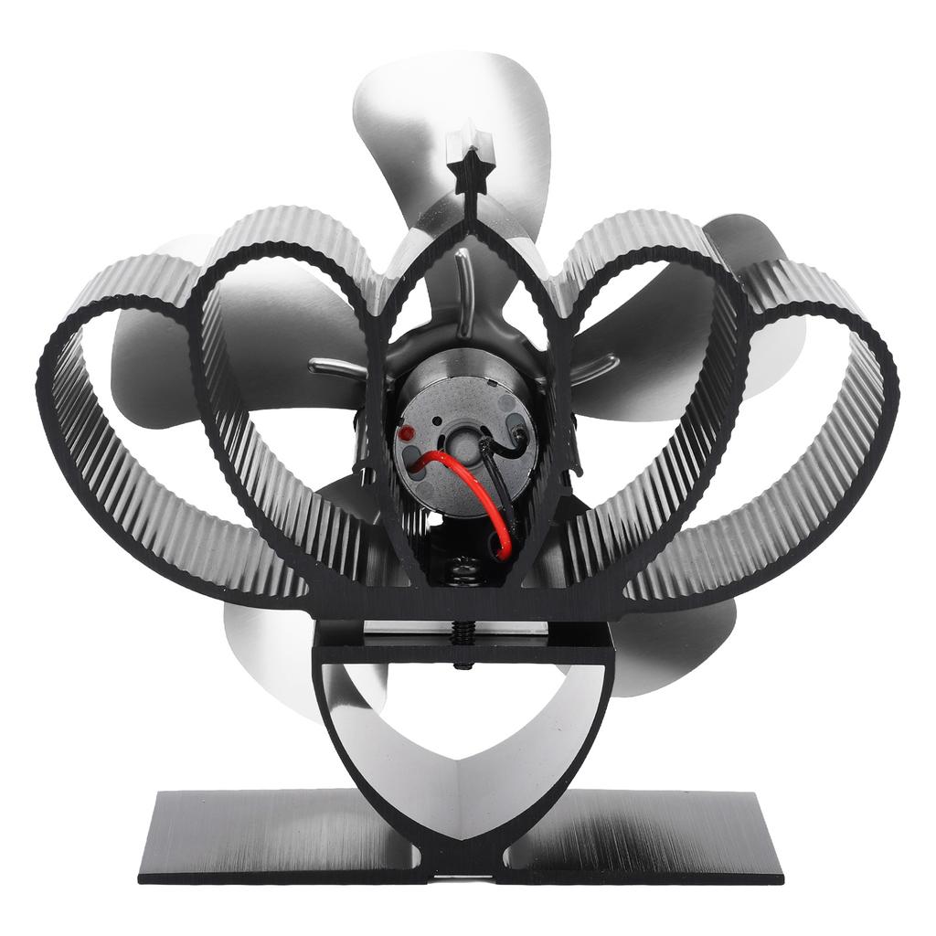 Heat Powered Stove Fan Aluminum Alloy Low Noise Sustainable Wood Stove Fan for Log Fireplace Silver