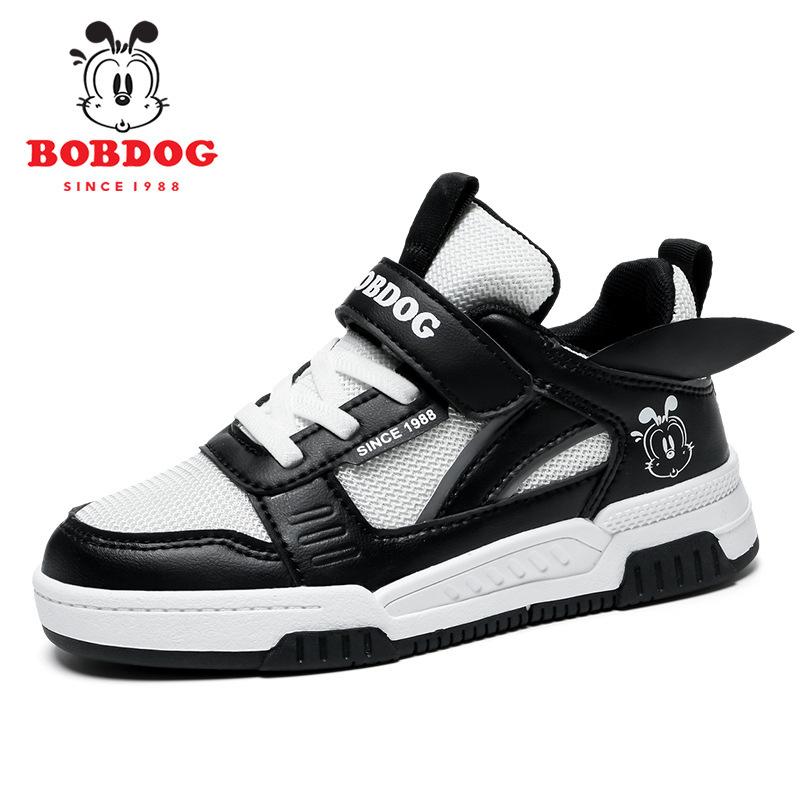 Babu Bean Classmate Girls Mesh Leather Medium and Older Children's Board Shoes Casual Versatile Spring and Autumn Children's Sneakers Boys