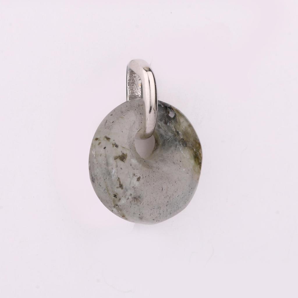 Labradorite Donut Pendant 925 Sterling Silver Rhodium Plated Minimal Fine Jewelry Gift for Her