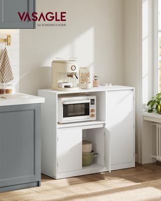 Collezione Custos BBK373WB01 Armadietto da Cucina Armadietto di Stoccaggio Credenza con Piano di Lavoro Scaffale per Microonde con 1 Scomparto Aperto 3 Ante