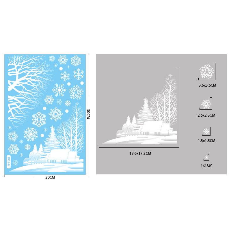 Christmas Winter Snowflake Stickers Santa Claus Xmas Tree Branch Window Glass Sticker Merry Christmas Decor Happy New Year