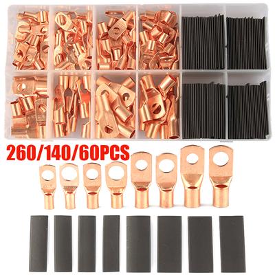 60/140/260CPS Kupfer-Ringkabelschuh-Draht-Crimp-Stecker, blankes Kabel, Batterieklemmen, gelötete Steckverbinder-Set