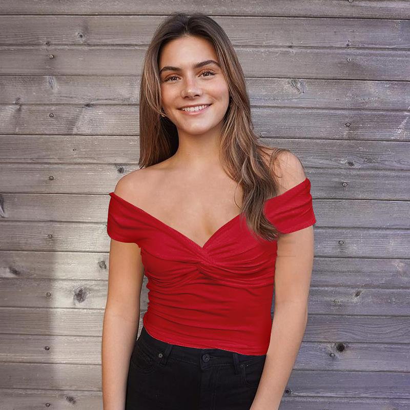 

Женский сексуальный облегающий укороченный топ, эластичный, удобный, повседневный, дышащий, повседневный наряд L красный