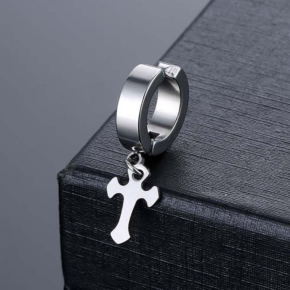 Gift Accessories Steel Cross Earrings No Ear Hole Punk Men Earrings Steel Ear Bone Clip  Travel