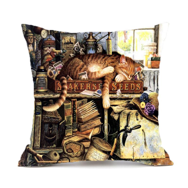 Creative Cute Cat Design Double-Sided Printed Pillow Cover Short Plush Suitable Living Rooms Bedrooms Sofas Throw Cushion Cover