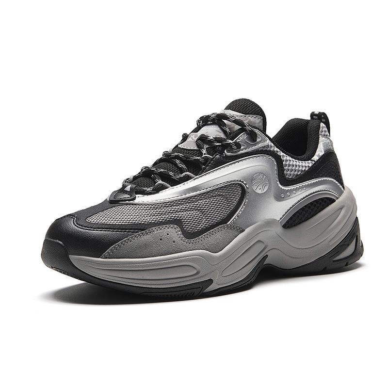 Anta Cross Retro Casual Non-Slip Wear-Resistant Low-Top Dad Shoes Women Sneaker Gray Black Silver 122348850-2