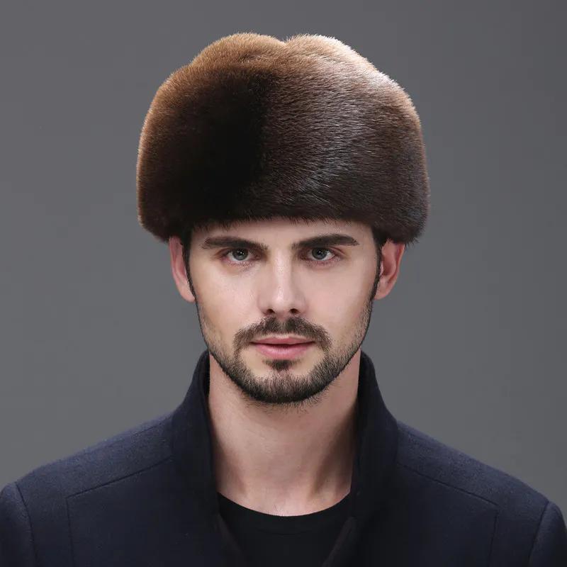 

WTEMPO Men s Autumn Winter Windproof Cold-proof Warm Bomber Hats Outdoor Faux Fur Solid Color Soft Plush Cycling Hats 60cm кавовий