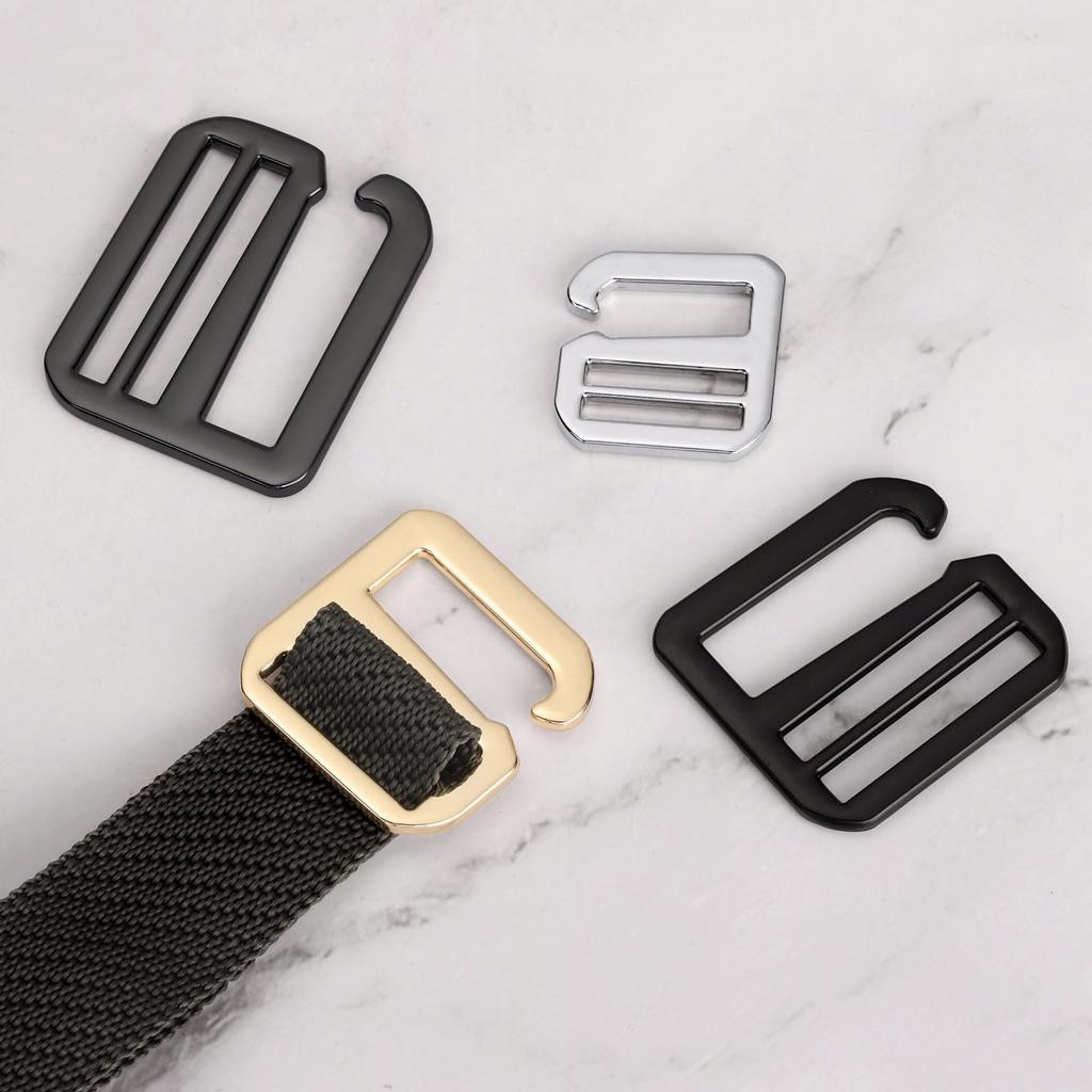 10pcs Metal G Hook Webbing Buckles for Backpack Strap Webbing Adjustable Flat Slide Buckles Silver [uxcell] 38mm/1.5" Tri-Glide