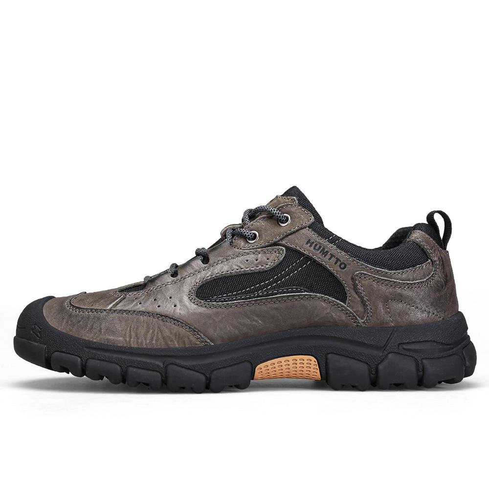 

HUMTTO Кожаные походные туфли для мужчин Роскошные дизайнерские зимние повседневные кроссовки Дышащая уличная мужская спортивная обувь Модные черные кроссовки Treeking 39 серый