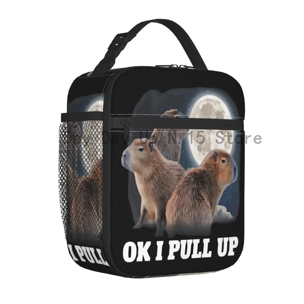 Roztomilá izolovaná taška na oběd s kapybarou pro ženy, opakovaně použitelná termotaška, chladicí taška na bento box do práce, školy, na cestování