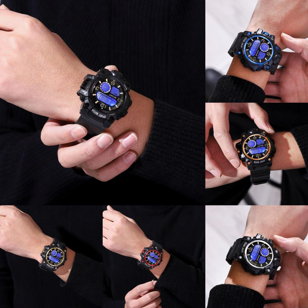 Mens Multifunction Outdoor Tactical Waterproof Watch With Night Glow For Teens And Students