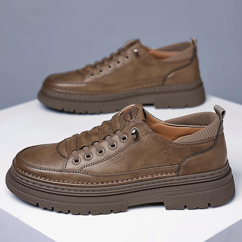 Fashion Italian Men Retro Casual Leather Business Shoes Outdoor Designer Thick Bottom Oxford Shoes Comfy Antiskid Driving Walking Shoes