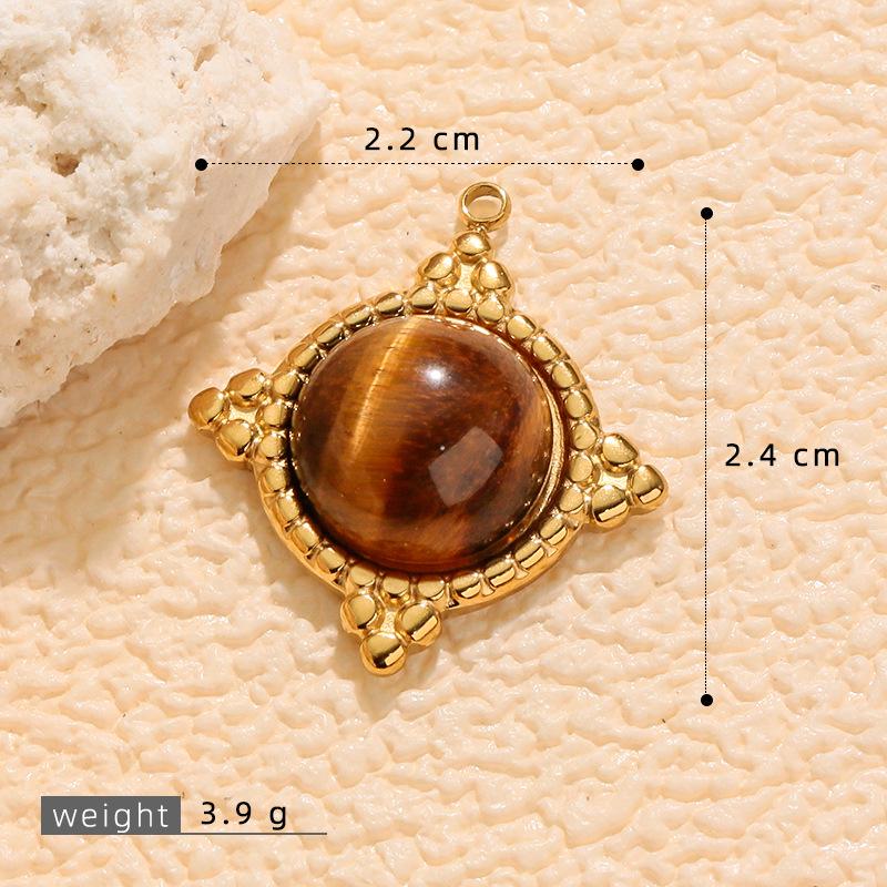 Stainless Steel Tiger Eye Oval Pendant & Earrings Set