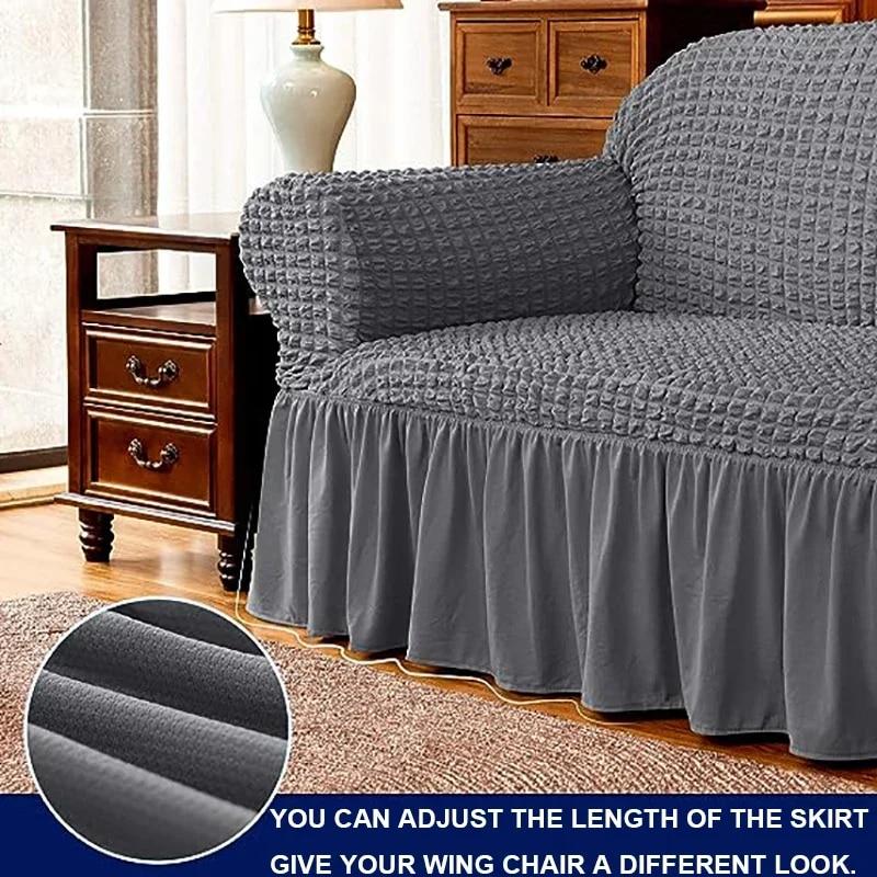Seersucker Sofa Cover Elastic Sofa Slipcover Adjustable Sofa Cover Furniture Protector For Living Room Bedroom Office Home Decor