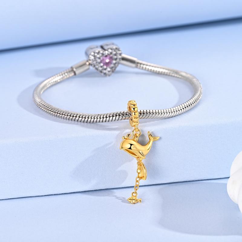 copper Gold Plated Whale Can Be Opened Pendant Locket Charm Compatible With Authentic Charm Bracelets Women Do It Yourself Jewellery Gift