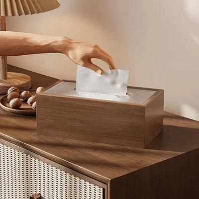 Taschentuchbox aus Holz mit chinesischer Walnussmaserung, einfache Papierbox für Wohnzimmer, Büro, Schreibtisch, Hotel, Taschentuch-Aufbewahrungsbox