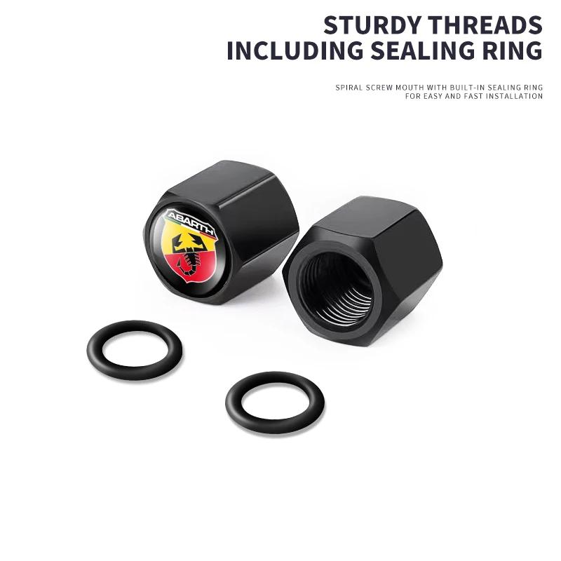 1Set Car Keychain Key Ring with Auto Tire Valve Caps Tyre Dust Cap Emblem For Abarth Punto 124 125 500 Fiat Viaggio Accessory